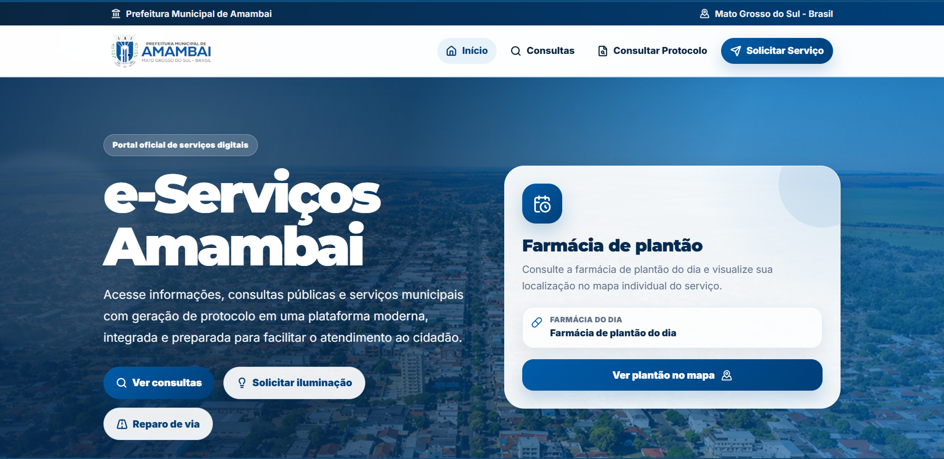 Print da interface eServiços Amambai