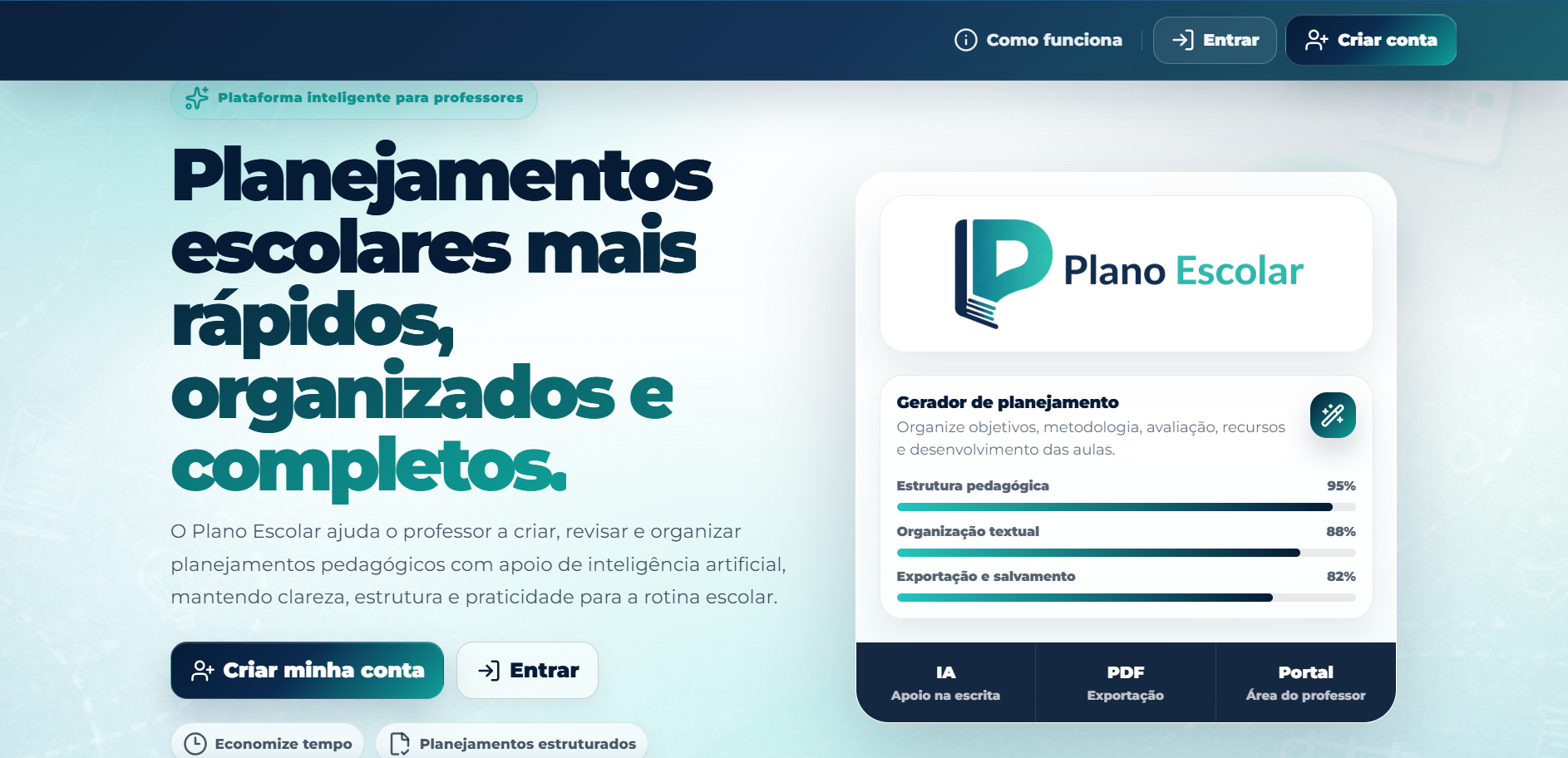 Print da interface PlanoEscolar
